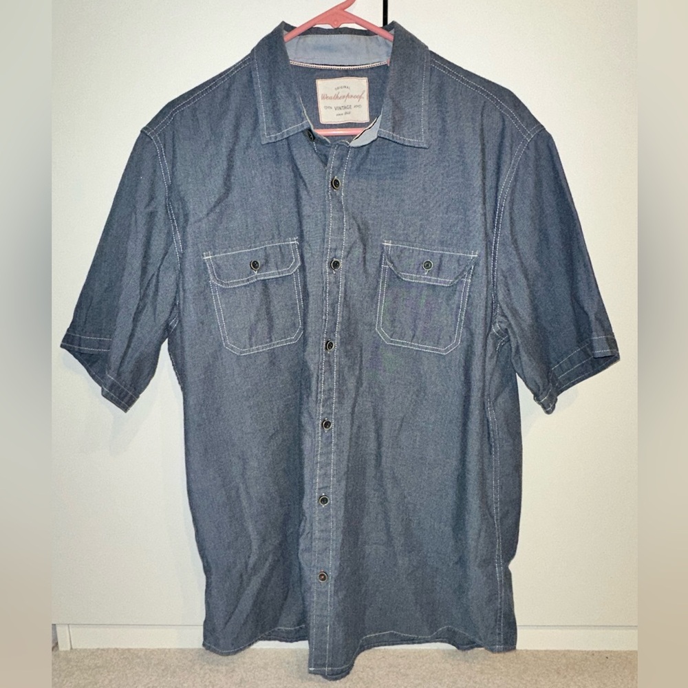 Weatherproof Men Blue Casual Button Down Shirt XL